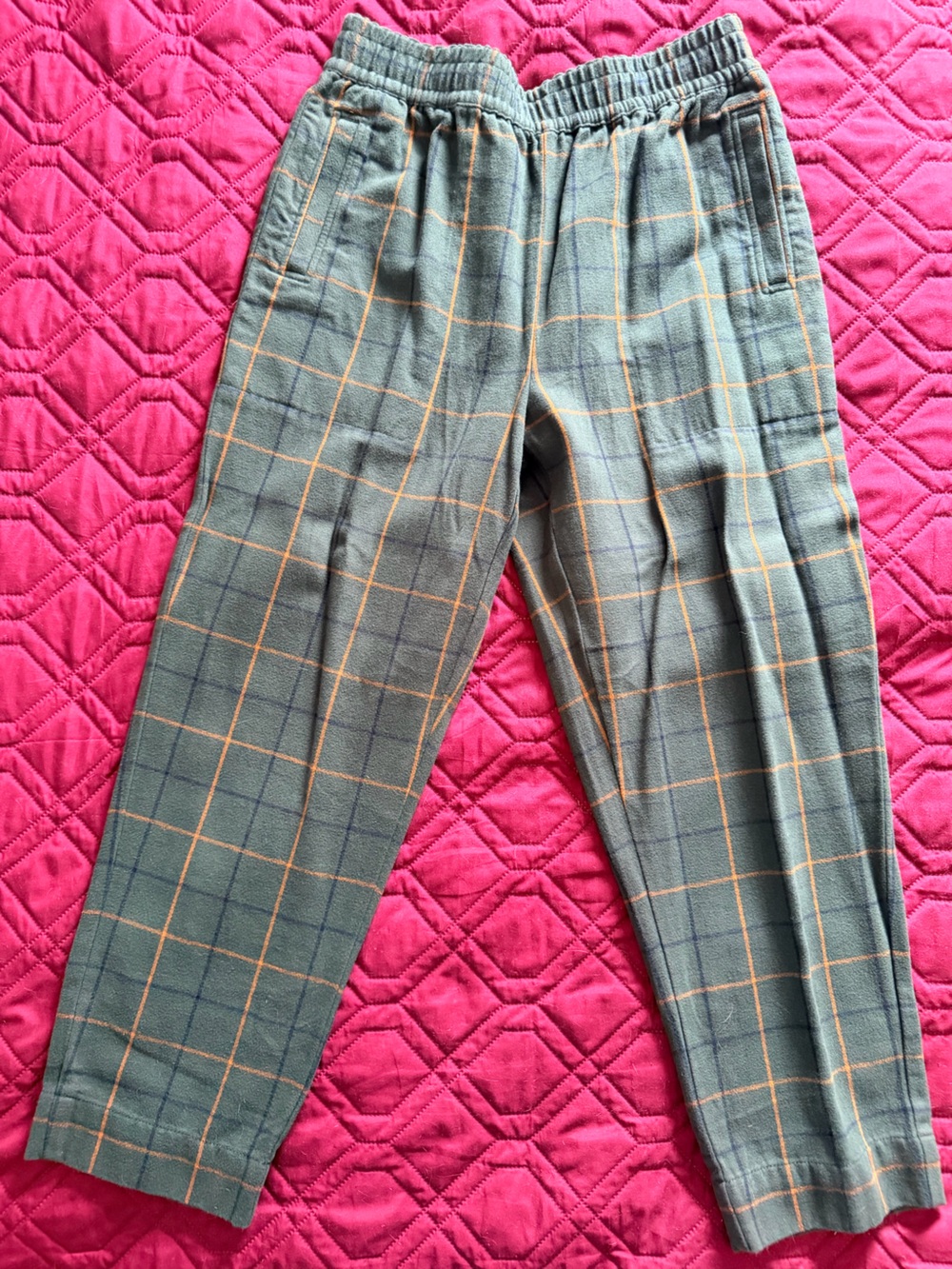 Madewell Green Plaid Chinos with Tan Windowpane